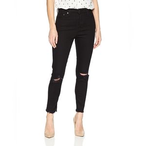 Levi's Wedgie Skinny Distressed Button Fly Black Jeans, size 24